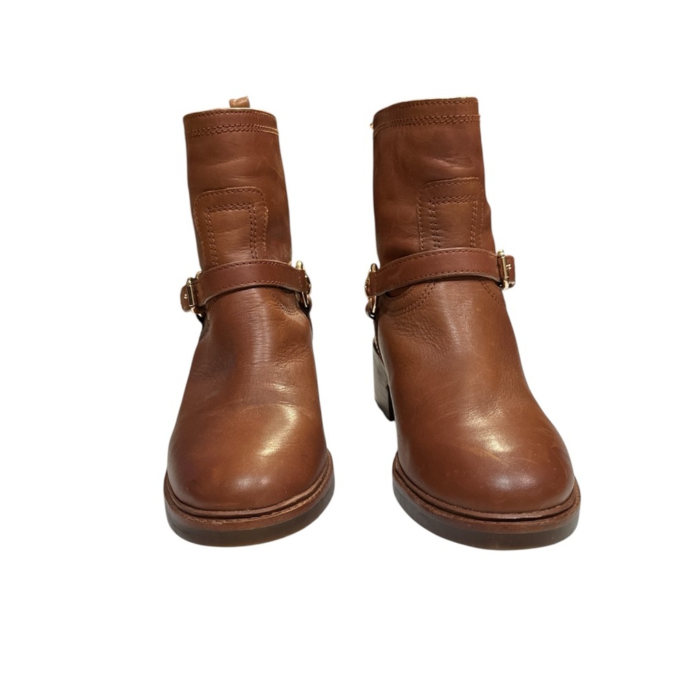Coach Gillian Leather Saddle Brown Leather Ankle Boots Size 10 - Picture 2 of 8